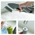Cleaning Brush with Soap Dispenser | 2 In 1 Bathroom Cleaning Brush | Floor Tile Cleaner Brush | Kitchen Sink Scrubber | Home Cleaning Supplies