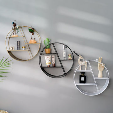 Nordic INS Metal Decorative Hanging Shelf Round Hexagon Storage Holder Shelves Home Wall Decoration Potted Ornament Stand Rack