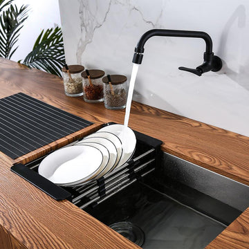 Kitchen Sink Drainer Rust-Proof Stainless Steel, In-Sink Dish Rack Basket, Over the Sink Dish Drainer