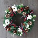Christmas Wreath | Christmas Decorations Xmas Wreath for Front Door with Red Berries Pine Cones and bells Wall Indoor Outdoor Home Holiday